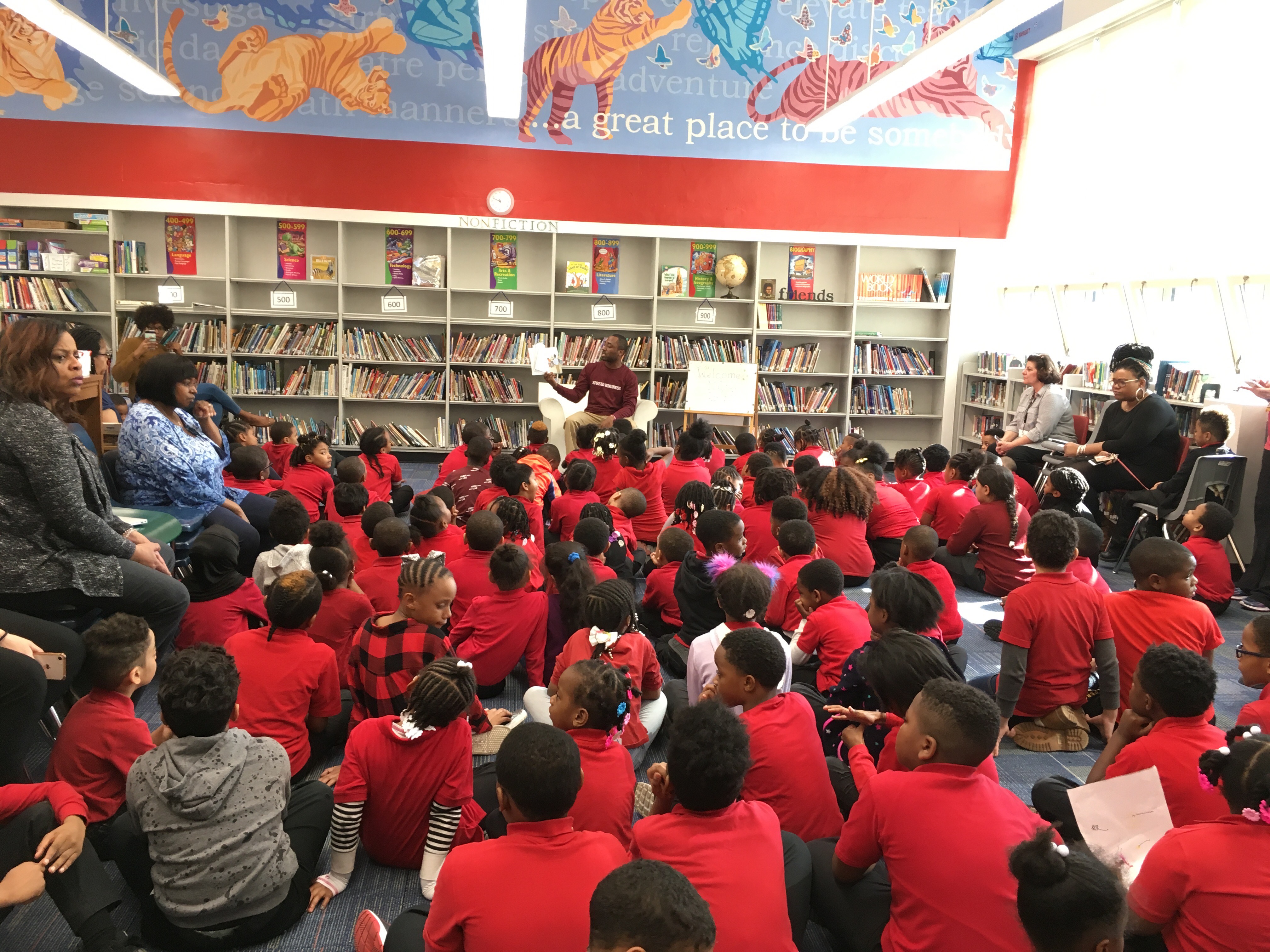 School library visit with students